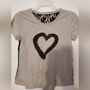 Ardene Gray Heart Graphic Tee